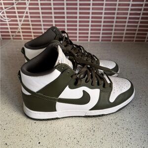 Nike Dunk High Retro - White / Cargo Khaki - Men’s size 8, Women’s size 9.5